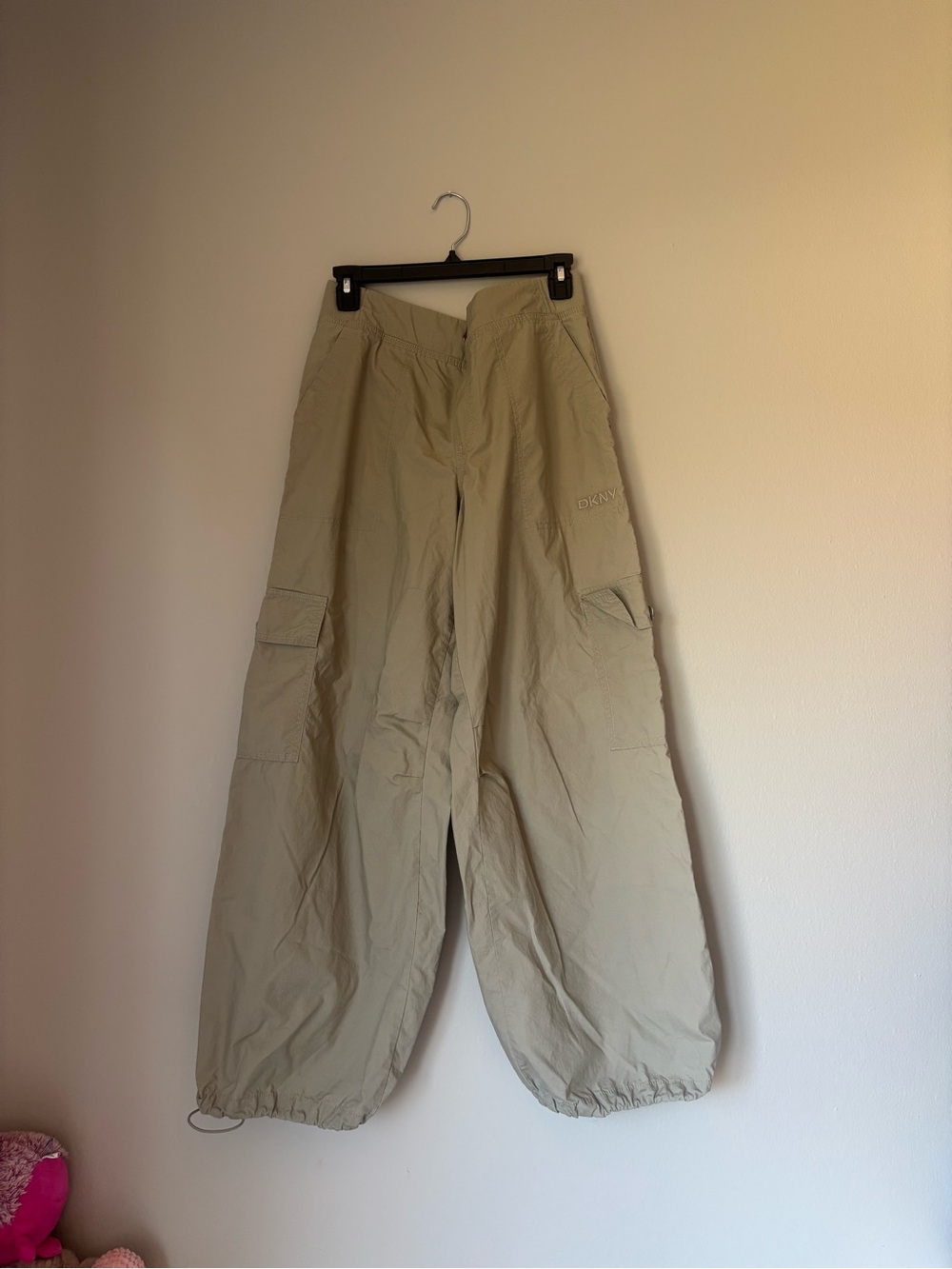 DKNY Beige Cargo Windbreaker Pants